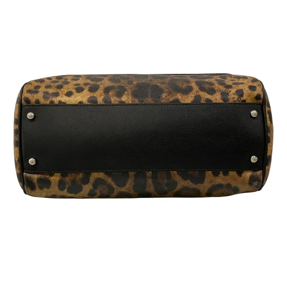 Dolce & Gabbana DOLCE&GABBANA Sicily Handbag Black Dark Brown Beige PVC Leather